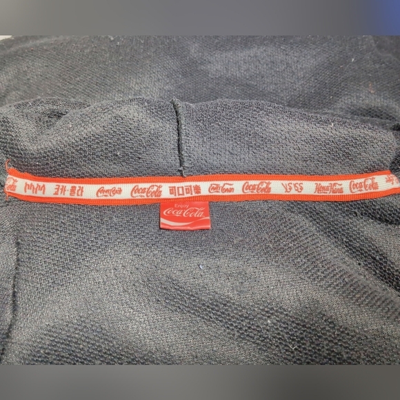 Coca Cola Black Sherpa Hoodie B/W Logo Sz L - Picture 5 of 7